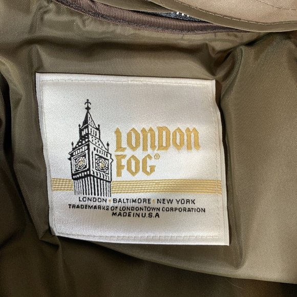 London Fog Trench Coat Men's Size 40 Reg. Tan Hidden Buttons Removable Liner - Picture 9 of 13